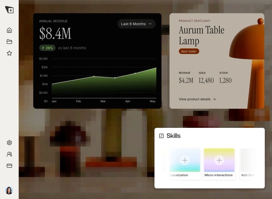 مخطط إيرادات يتصاعد عبر لوحة معلومات